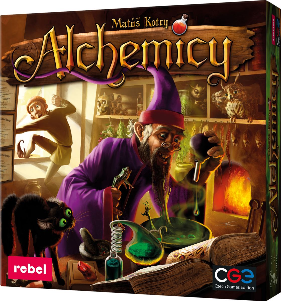 Na zdjęciu znajduje się pudełko gry Alchemicy.