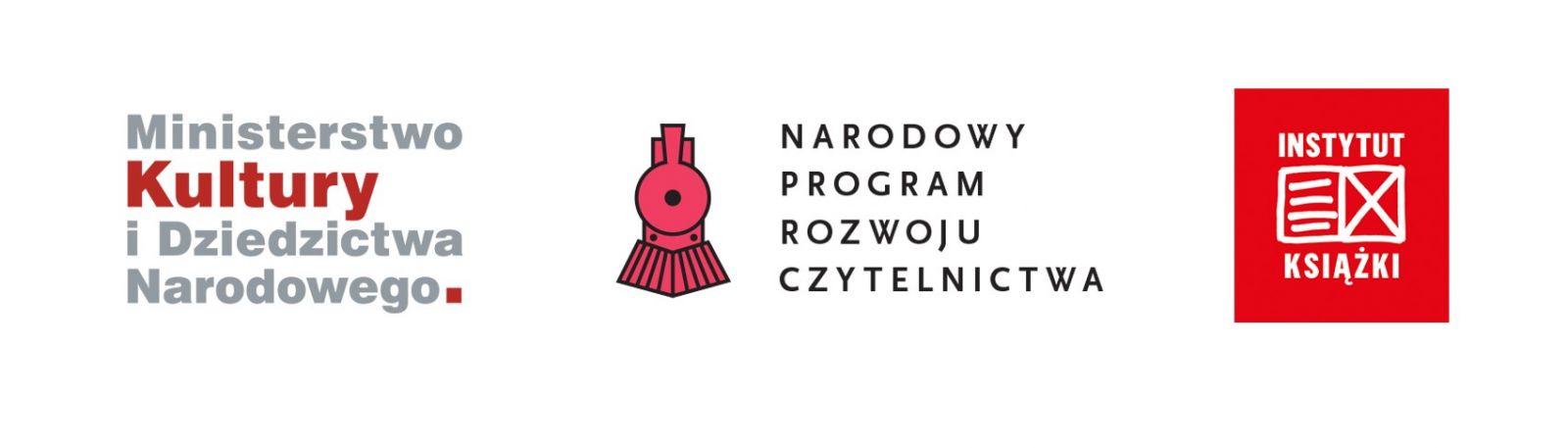 Logo Ministerstwo Kultury i Dziedzictwa Narodowego, logo Narodowy Program Rozwoju Czytelnictwa, logo Instytut Książki.